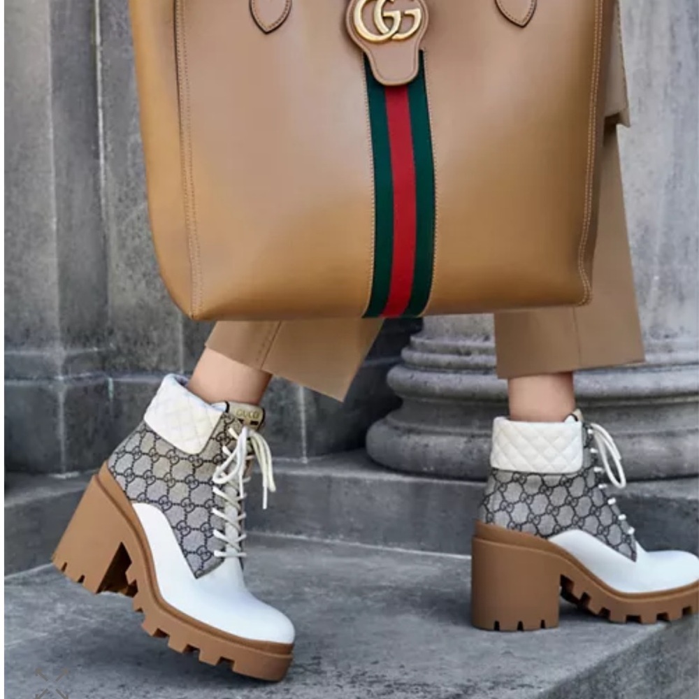 Gucci Women's GG Platform High Block Heel Ankle Boots